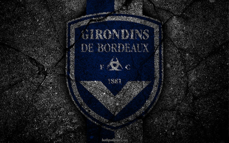 Bordeaux, logo, art, Liga 1, soccer, football club, Ligue 1, grunge, FC Bordeaux, HD wallpaper
