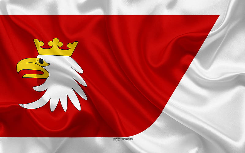 Flag of Warmian-Masurian Voivodeship, silk flag, silk texture, Poland, Warmian-Masurian Voivodeship, Voivodeships of Poland, province of Poland, HD wallpaper