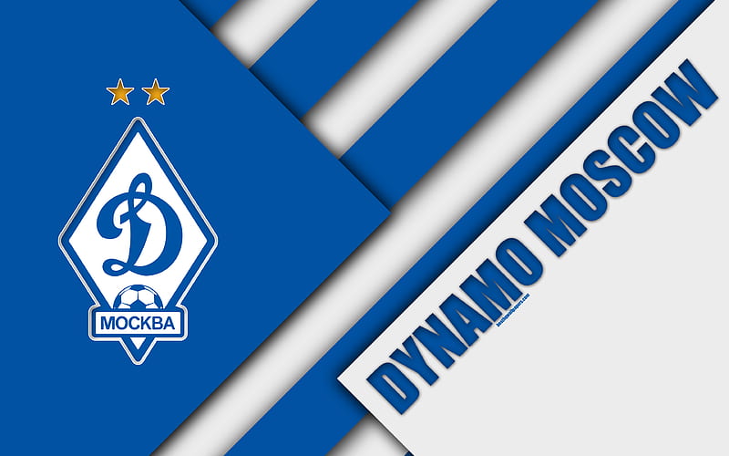 FC Dynamo Moscow material design, blue and white abstraction, logo, Russian football club, Moscow, Russia, football, Russian Premier League, HD wallpaper