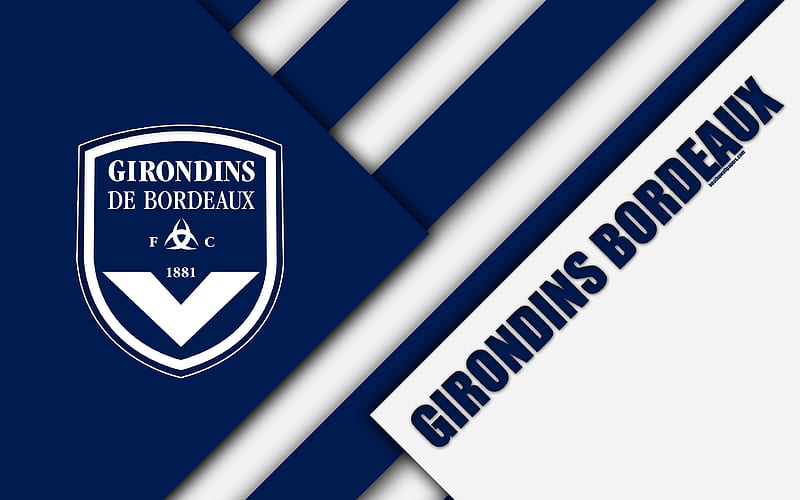 FC Girondins de Bordeaux material design, Bordeaux logo, French football club, blue white abstraction, Ligue 1, Bordeaux, France, football, HD wallpaper