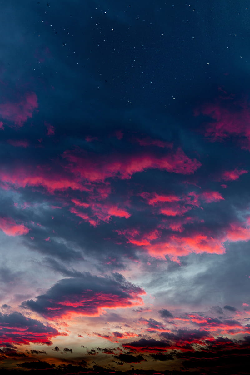 clouds, sunset, sky, pink, HD phone wallpaper