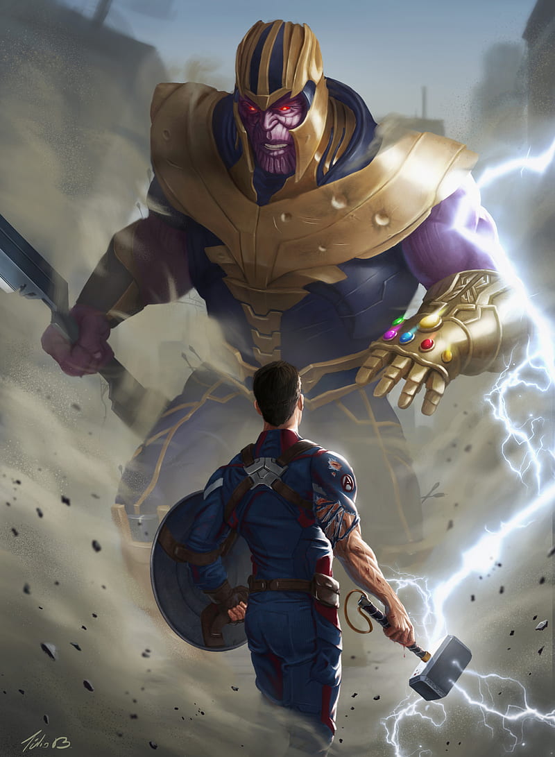 Captain America Against Thanos Endgame Art, HD phone wallpaper