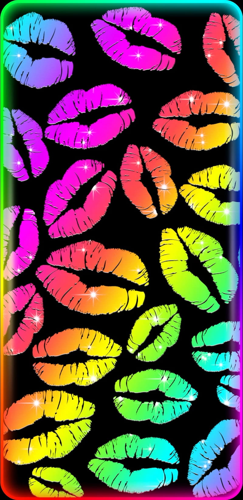 RainbowKisses, kiss, kisses, lips, rainbow, HD phone wallpaper
