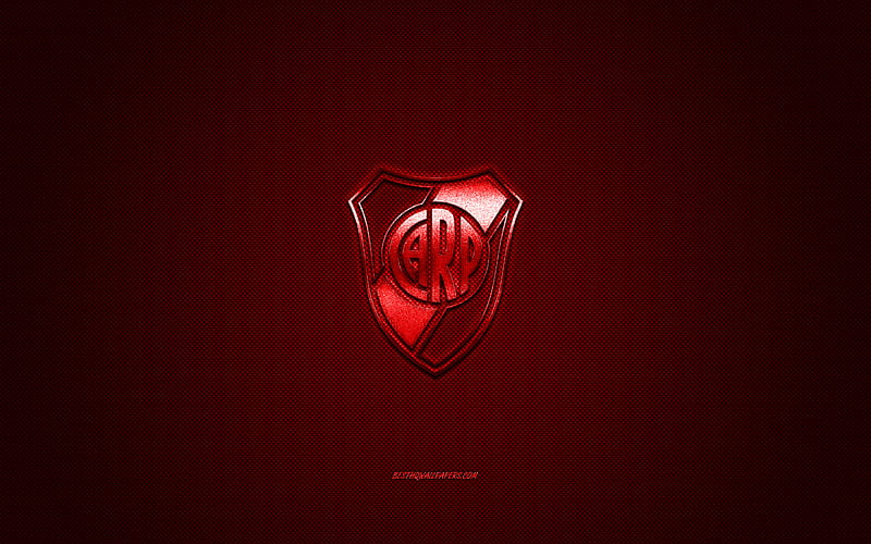 River Plate, Argentinian football club, red metallic logo, red carbon fiber background, Buenos Aires, Argentina, football, HD wallpaper