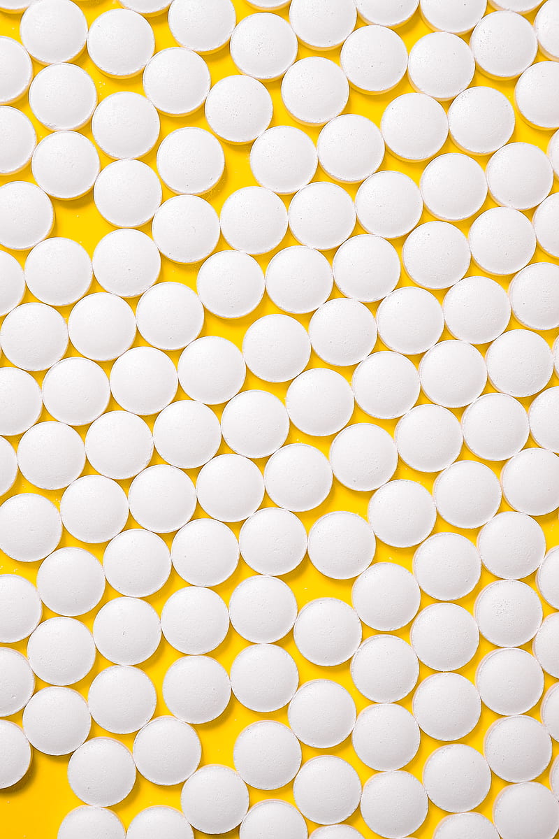 White Medication Pills Isolated on Yellow background, HD phone wallpaper