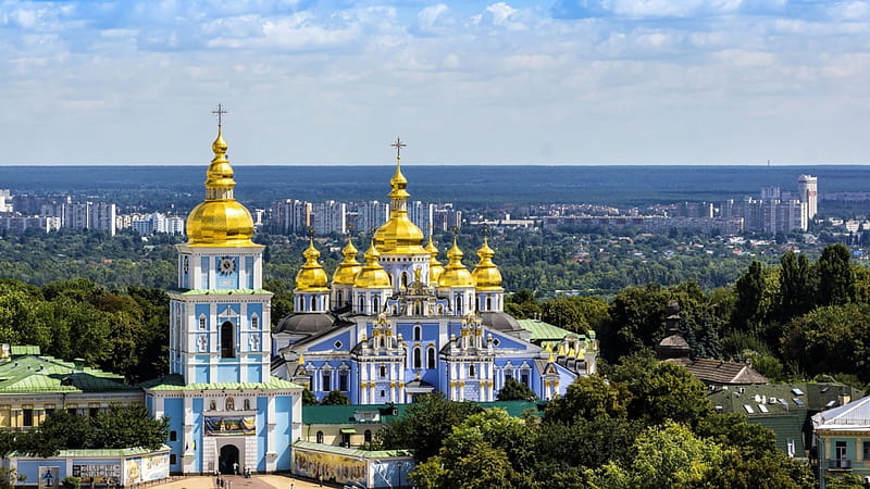 St. Michael Cathedral, Kiev, Reconstructed and opened in 1999, Built in Ukranian Baroque style, Original Cathedral demolished by the Soviets in the 1930s, History starts 1108, HD wallpaper
