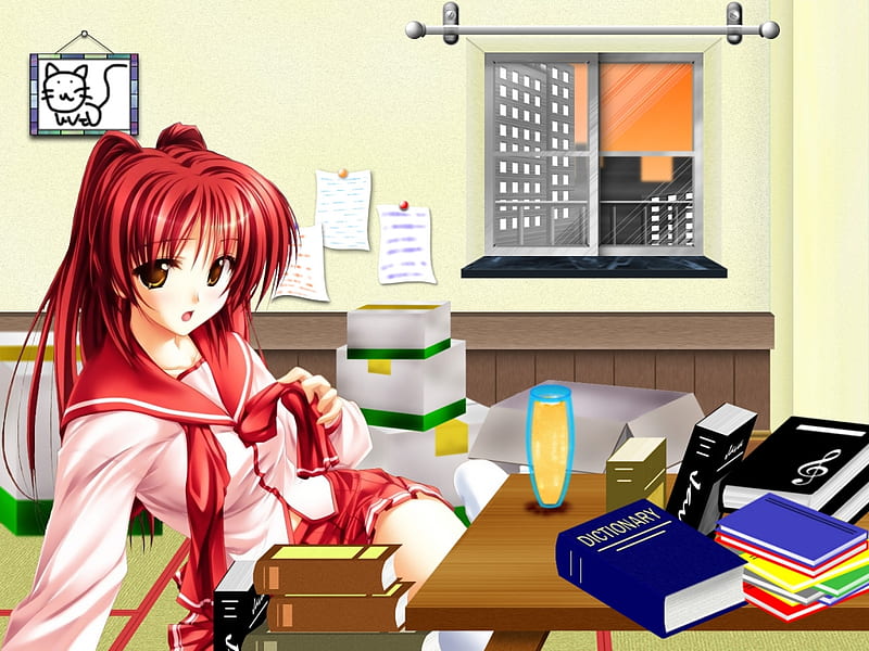 Anime School, book, School, desk, Anime, HD wallpaper