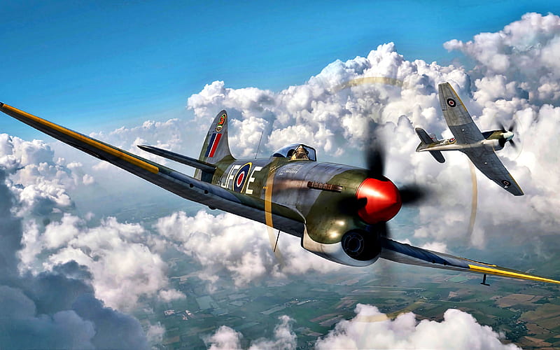 Hawker Tempest, British fighter, World War II, RAF, British Air Force, military aircraft, Royal Air Force, Second World War, HD wallpaper