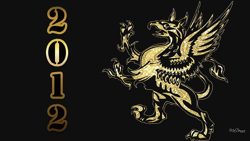 Year of the Dragon, glitter, 2012, shine, black, new year, dragon, gold, good luck, simple, chinese, celebrate, HD wallpaper