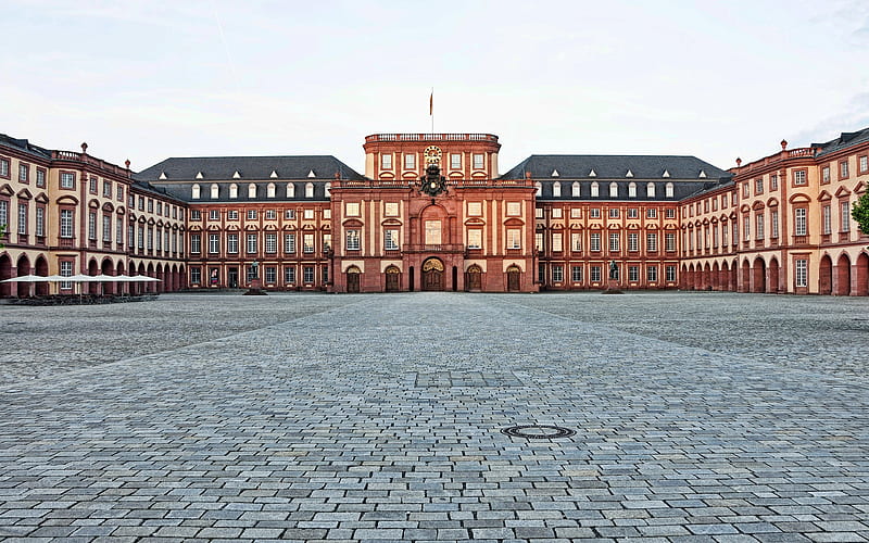 Mannheim Baroque Palace, cityscapes, Mannheim, german cities, Europe, Germany, Cities of Germany, Mannheim Germany, HD wallpaper