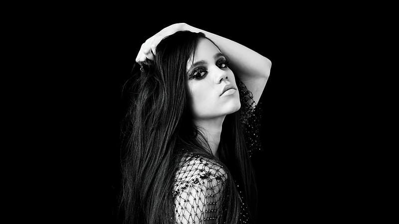 Jenna Ortega Oled , jenna-ortega, celebrities, girls, model, dark, black, oled, monochrome, black-and-white, HD wallpaper