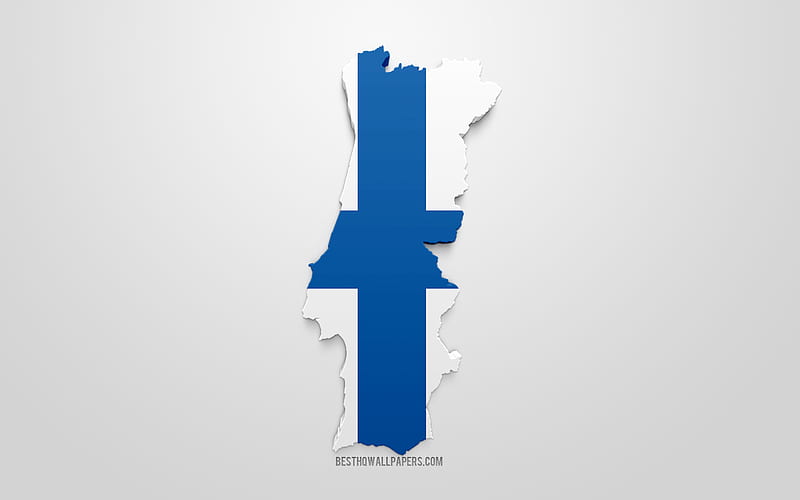3d flag of Finland, silhouette map of Finland, 3d art, Finnish flag, Europe, Finland, geography, Finland 3d silhouette, HD wallpaper