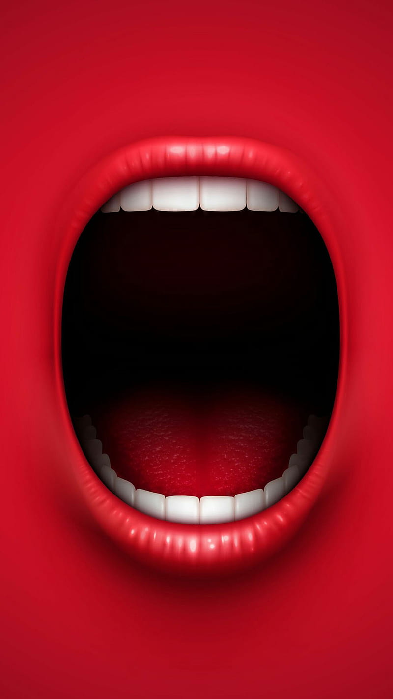 shout out, female, human, lips, mouth, open, red, teeth, tongue, HD phone wallpaper