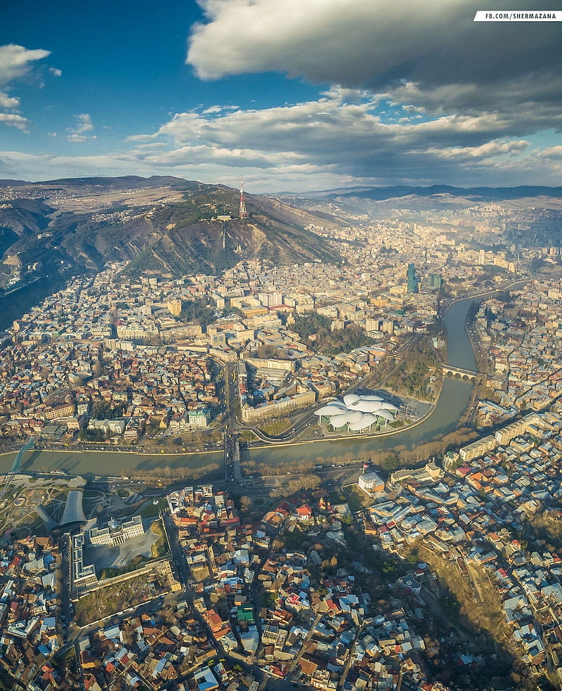 Tbilisi, Georgia, aerial view, city, HD phone wallpaper