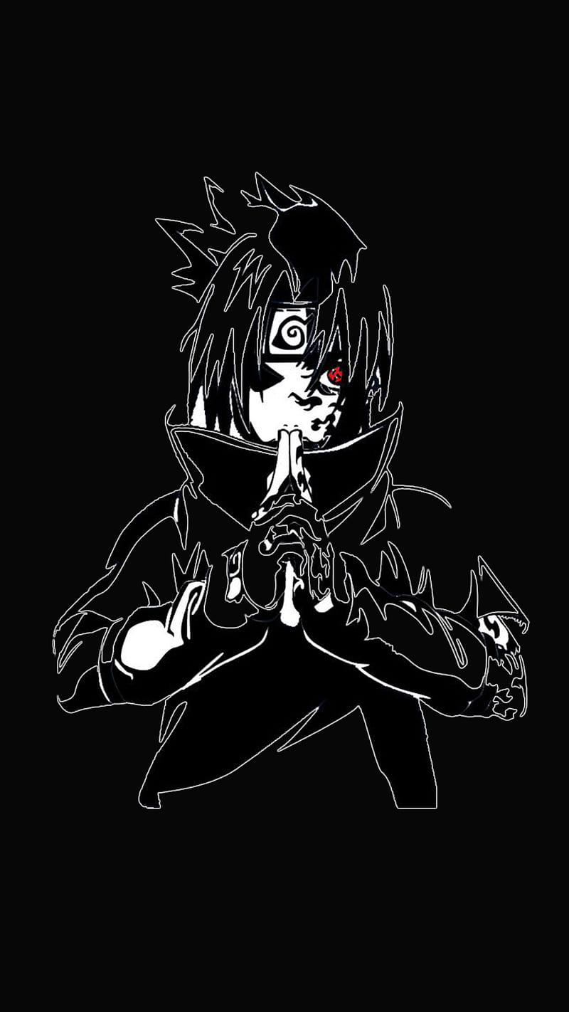 Uchiha Sasuke, Naruto (anime), anime, white, red, HD phone wallpaper