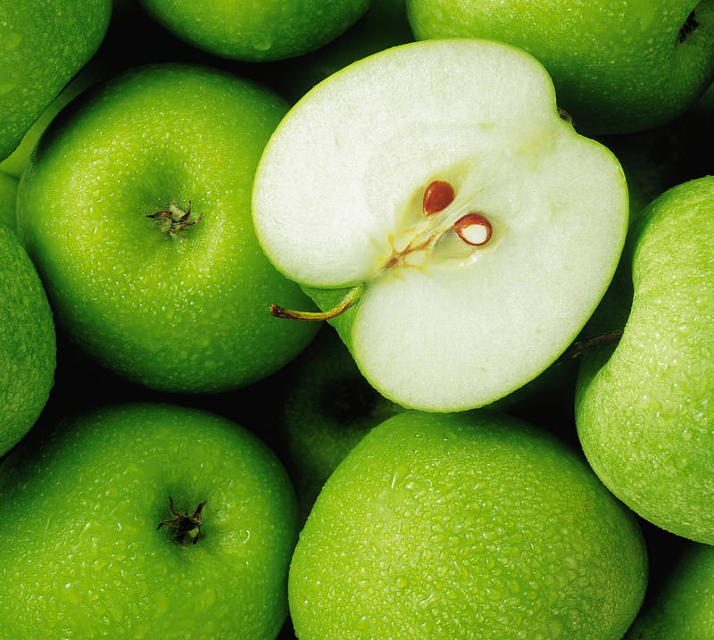 Greeni, apple, fruit, green, health, nature, HD wallpaper