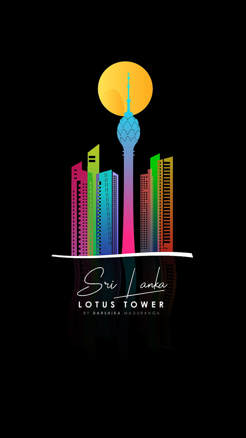 Lotus tower lk, black, colombo, colorful, iphone, samsung, srilanka, travel, HD phone wallpaper