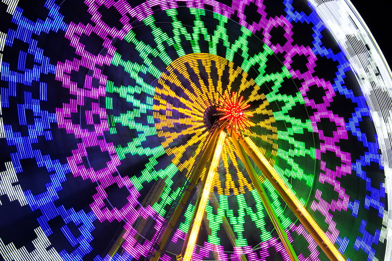 Ferris Wheel Attraction Neon Light Long Exposure Hd Wallpaper Peakpx