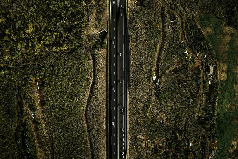 road, aerial view, land, landscape, HD wallpaper