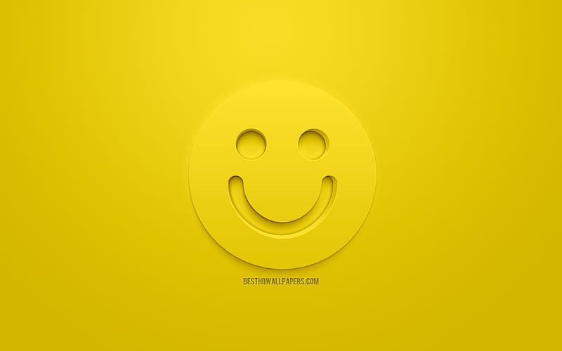 Smile 3d icon, smile emotion, smile 3d icons, emotions concepts, happy face icon, 3d Smiley, raising mood, 3d smiles, yellow background, creative 3d art, emotions 3d icons, HD wallpaper