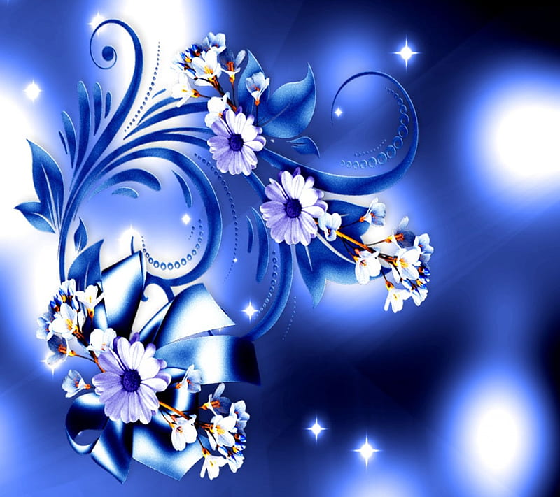 flowers, flower, white, blue, many, HD wallpaper