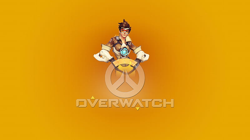 poster, tracer, overwatch, game, yellow, emblem, HD wallpaper