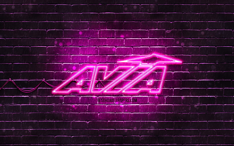 Avia purple logo purple brickwall, Avia logo, sports brands, Avia neon logo, Avia, HD wallpaper