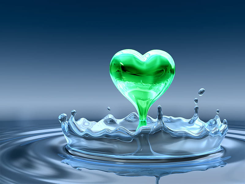 Green as Hope, wonderful, stunning, raindrops, 3d and cg, drops, valentine, magic, nice, fantasy, colored, love, beauty, reflection, fairy, valentines day, lovely, romance, corazones, abstract, cute, water, cool, heart, awesome, great, white, dreamy, dreams, bonito, twilight green, hot, dream, light, blue, gorgeous, water heart, amazing, valentines, romantic, drop, colors, fun, peace, 3d, dark, peaceful, HD wallpaper