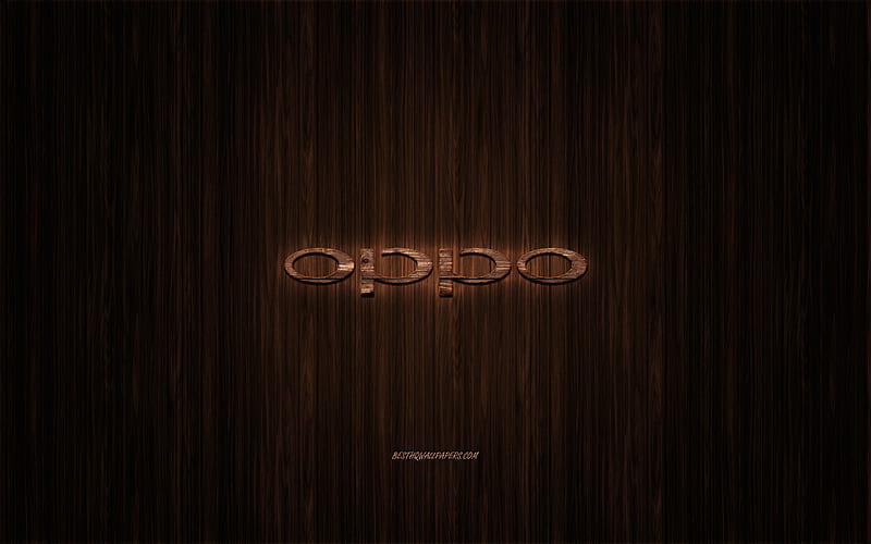 Oppo logo, wooden logo, wooden background, Oppo, emblem, brands, wooden art, HD wallpaper