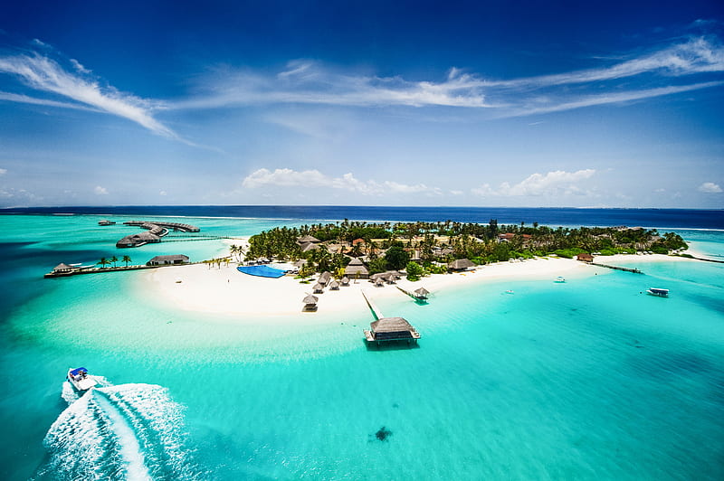 Seaside Resort, Tropical, Sea, Vacation, Island, HD wallpaper