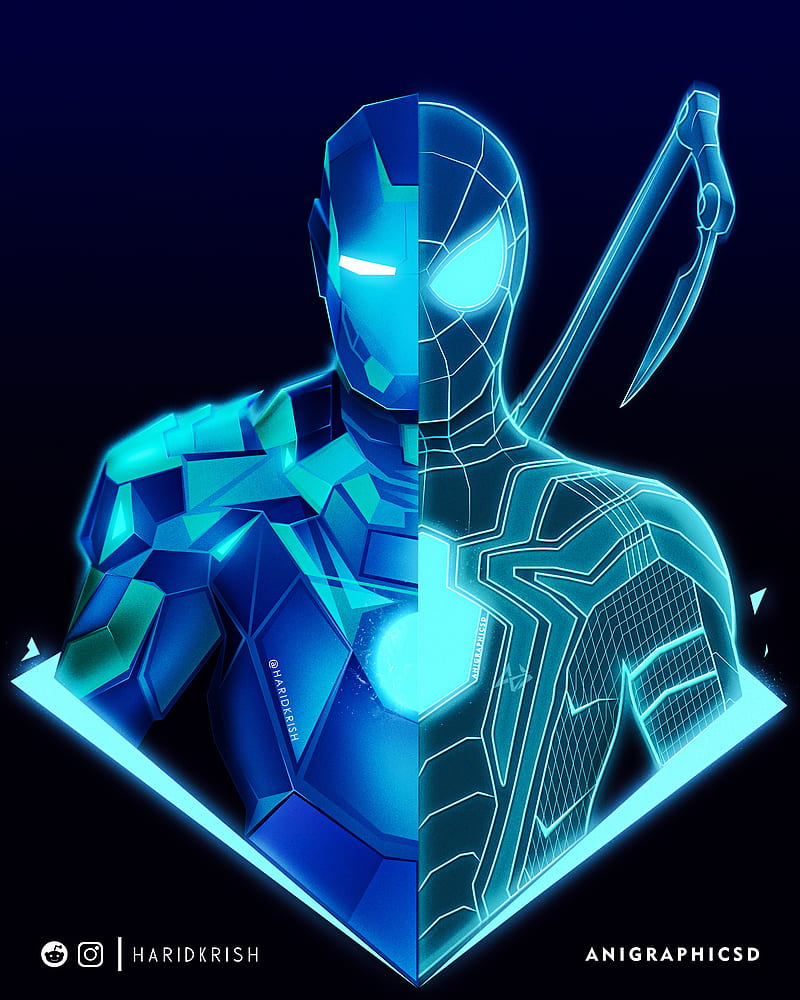 Iron Man X SpiderMan, agd, blue, iron man, iron soul, iron spider, joe  gardner, HD phone wallpaper | Peakpx