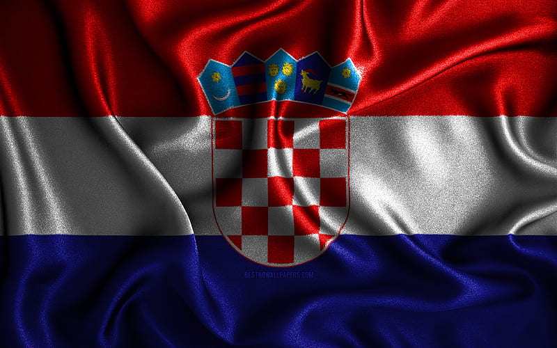 Croatian flag silk wavy flags, European countries, national symbols, Flag of Croatia, fabric flags, Croatia flag, 3D art, Croatia, Europe, Croatia 3D flag, HD wallpaper