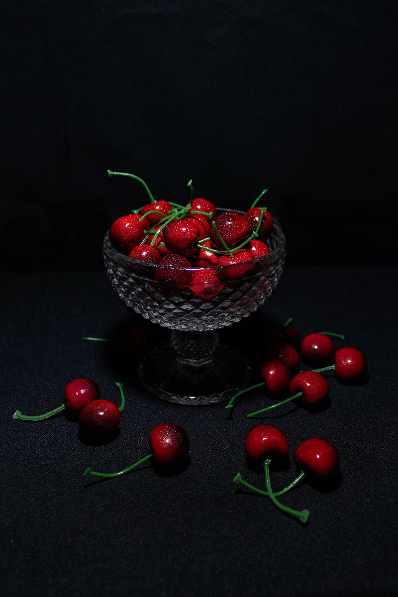 sweet cherry, cherry, fruit, berry, drops, wet, HD phone wallpaper