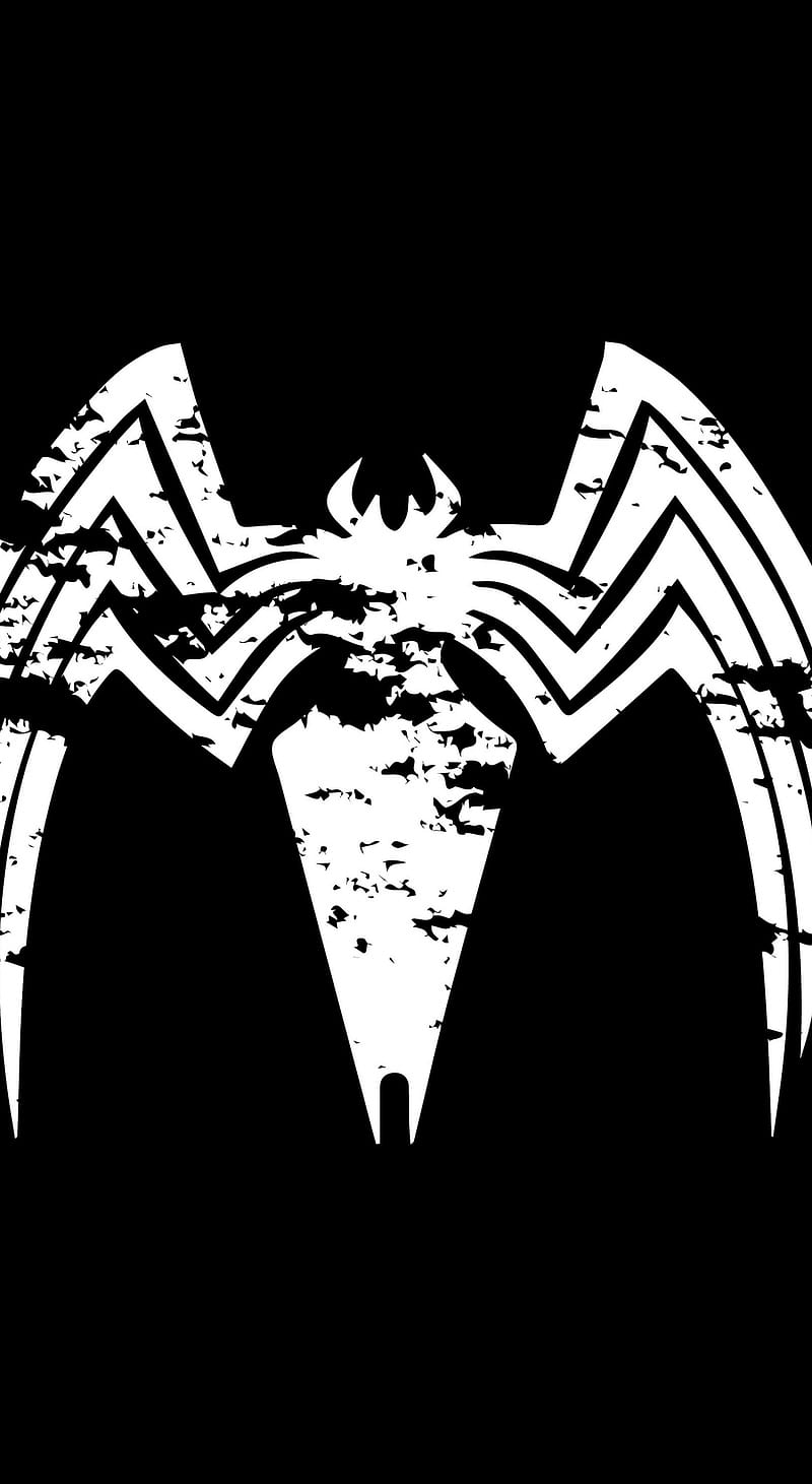 venom, logo, villain, minimal, samsung galaxy note 8, background, 1343, Black and White Venom, HD phone wallpaper