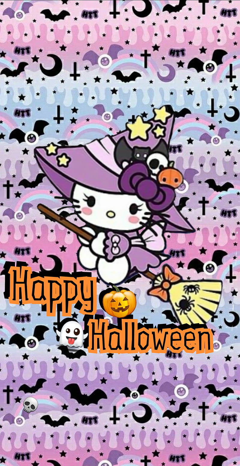 Kitty holloween, background, cute, halloween, hello kitty, spoopy, HD phone  wallpaper