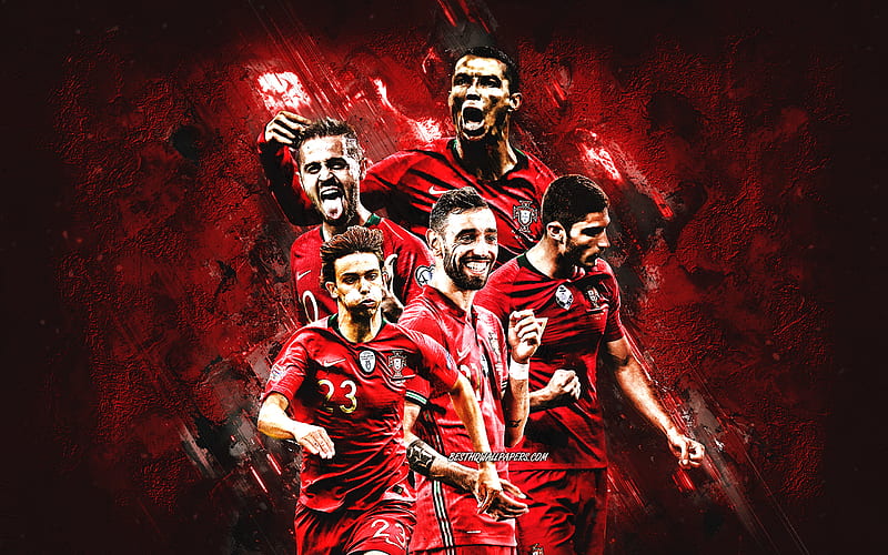Portugal Football, red, bruno fernandes, soccer, goncalo guedes, euro 2020, bernardo silva, joao felix, cristiano ronaldo, HD wallpaper