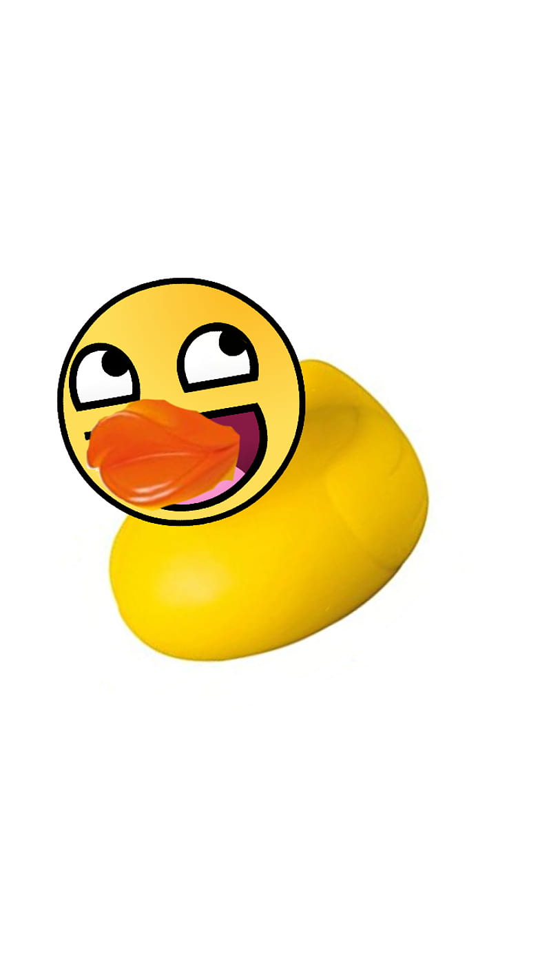 Derp Duck, epic face, lol, rubber duck, HD phone wallpaper