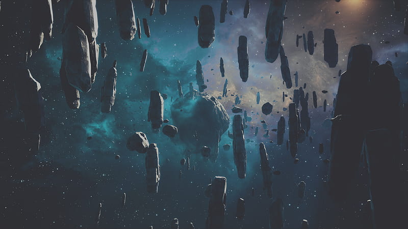 Falling Asteroid, asteroid, digital-universe, HD wallpaper