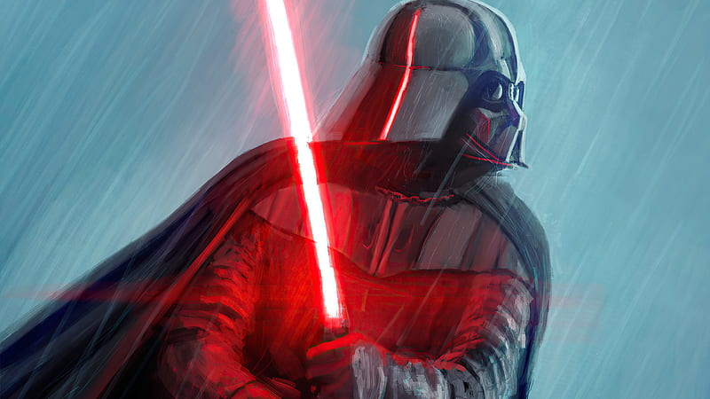 Darth Vader Sith With Red Lightsaber In Rain Background Star Wars Darth Vader, HD wallpaper