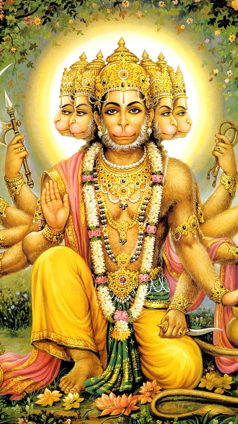 Panchmukhi Hanuman Ji, Sitting, lord, god, HD phone wallpaper