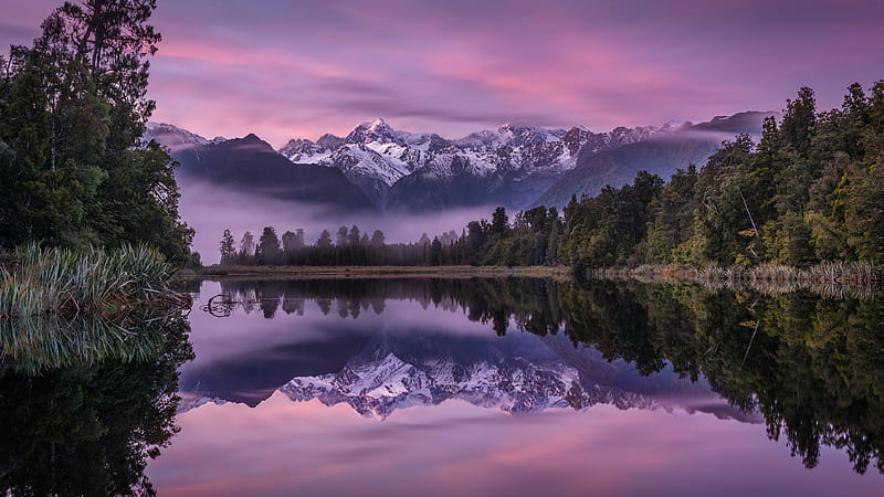 Mountain Reflection Over Lake in Dawn, HD wallpaper