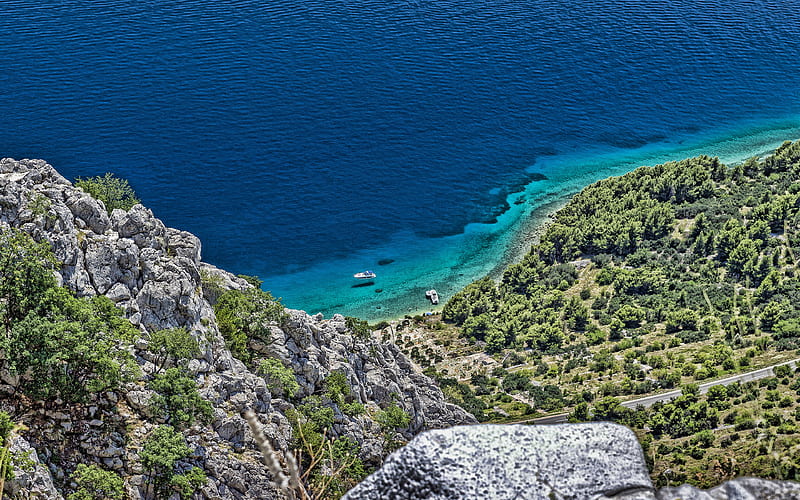 Adriatic Sea, coast, mountains, Mediterranean Sea, Croatia, seascape, coast aerial view, HD wallpaper