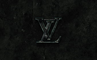 Louis Vuitton stone logo, black stone background, Louis Vuitton, creative, grunge, Louis Vuitton logo, brands, HD wallpaper