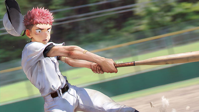Yuji Itadori Baseball Baseball Bat Boy Pink Hair Jujutsu Kaisen, HD wallpaper