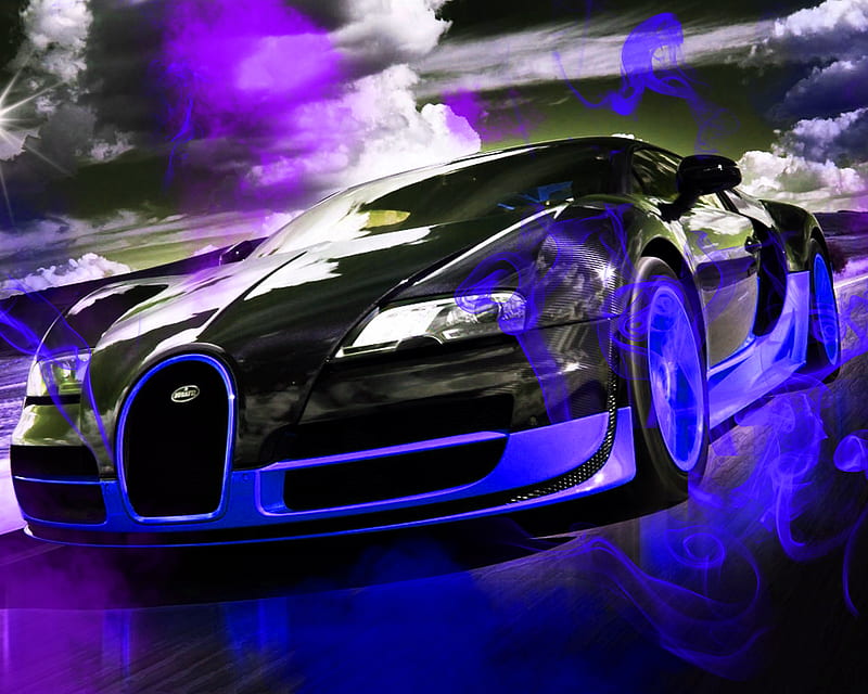Bugatti, car, fire, smoke, veyron, HD wallpaper