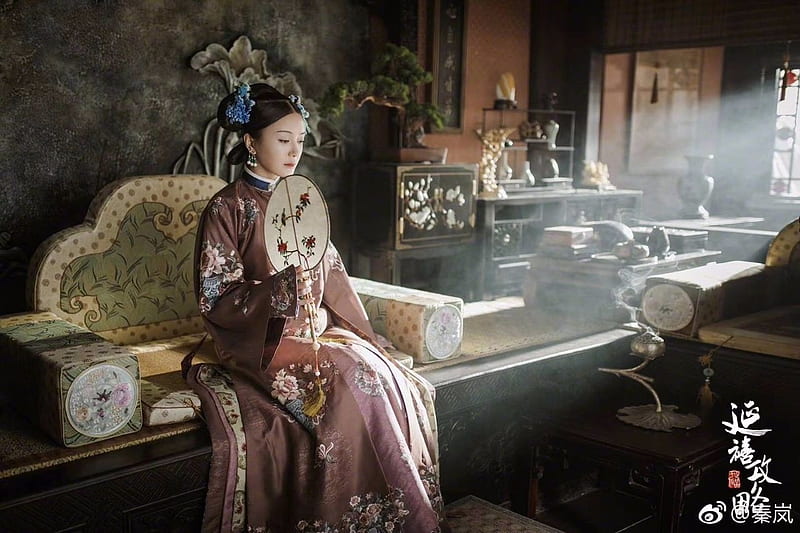 The Story of Yanxi Palace, actress, evantai, beauty, asian, tv series, empress, hand fan, HD wallpaper