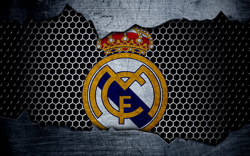 Real Madrid La Liga, football, emblem, Real logo, Madrid, Spain, football club, metal texture, grunge, HD wallpaper