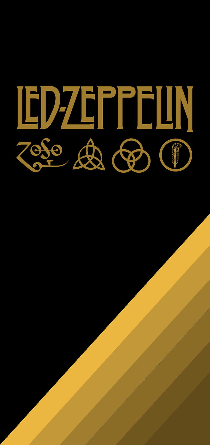 Stairway to Gold, black, crescendo, fade, led, logo, yellow, zeppelin, HD phone wallpaper