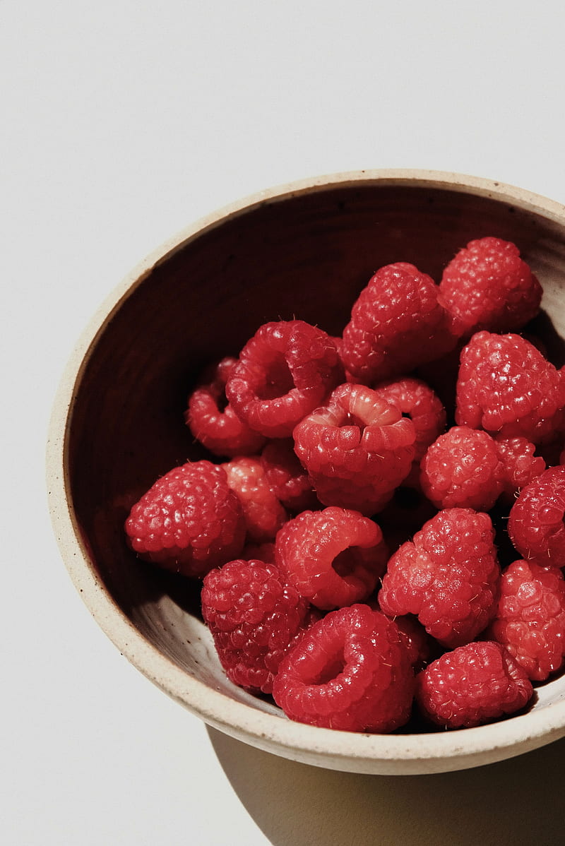 raspberries, berries, fruit, fresh, bowl, HD phone wallpaper