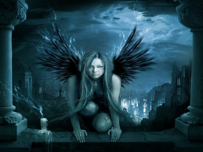 The dark angel rise in thunder, bvb, zexon, gothic, anime, HD wallpaper ...